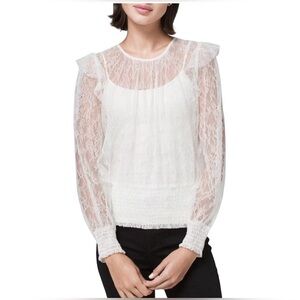 NWT WHITE HOUSE BLACK MARKET WHITE LACE BLOUSE SIZE M